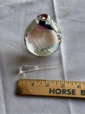Handblown Glass Scent Bottle with Iridescent Pink Accent